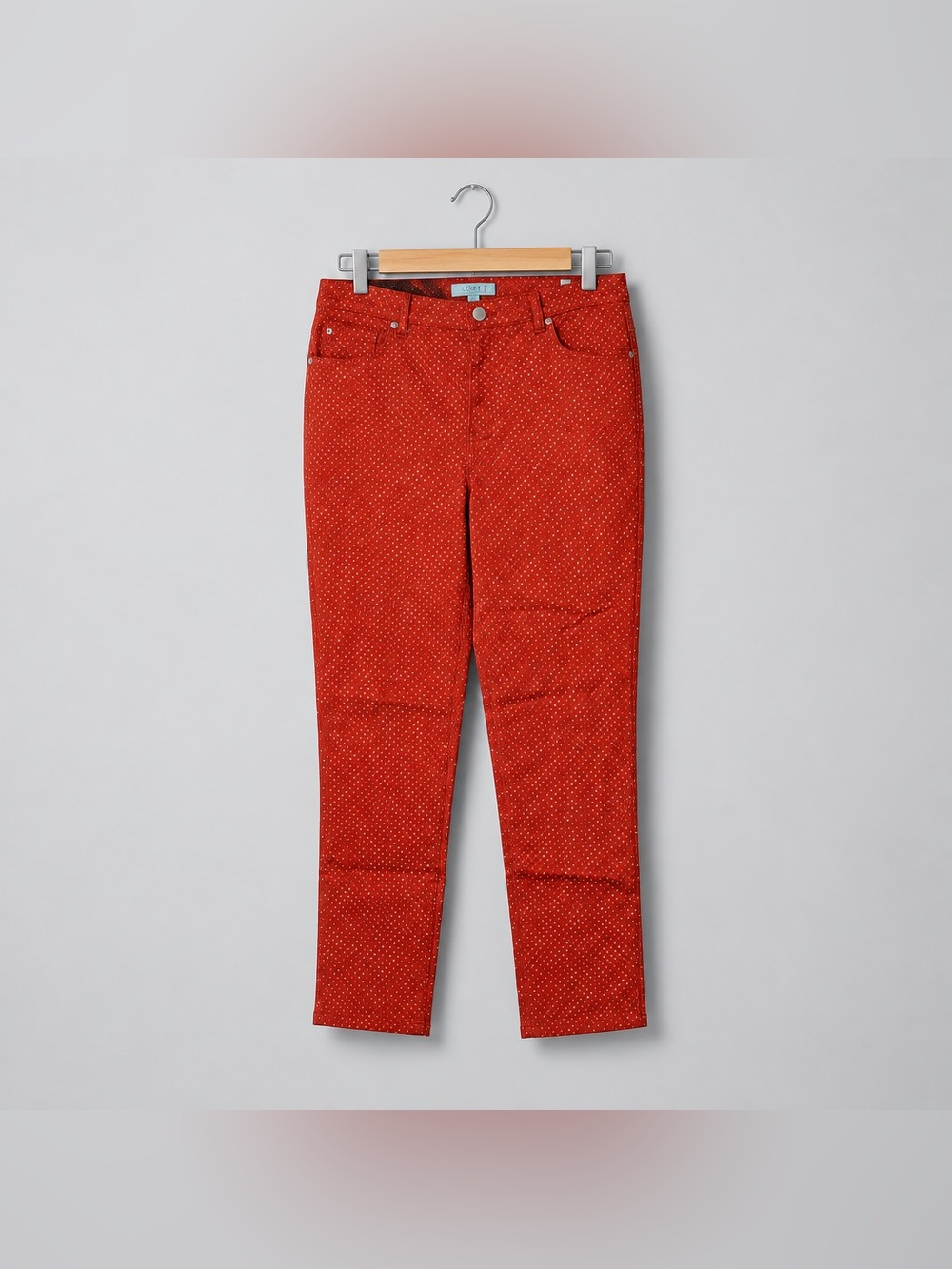 Charter Club Jean Size 16 Polka Dot Cotton Spandex Orange and White Jeans
